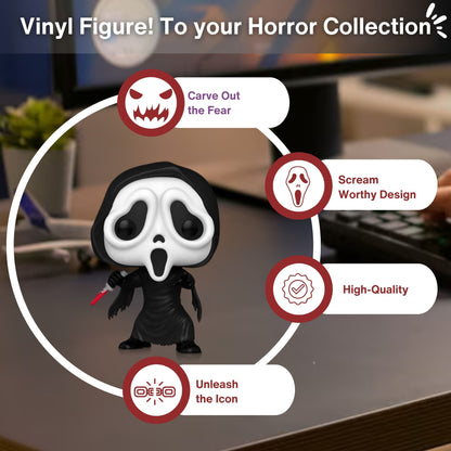 Ghost Face with Knife Funko Pop! Movies - Horror Collectible Vinyl Figure #1607 with Display Box Protector Case