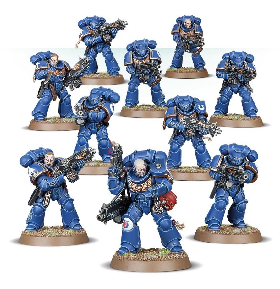 Warhammer 40K Space Marines Primaris Intercessors Squad Miniatures Set – 10 Multi-Part Plastic Figures with Bolt Rifle Options, Mk X Tacticus Armour & Citadel Bases