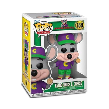 Retro Chuck E. Cheese Funko Pop! Ad Icons - Collectible Vinyl Figure #186 with Display Box Protector Case