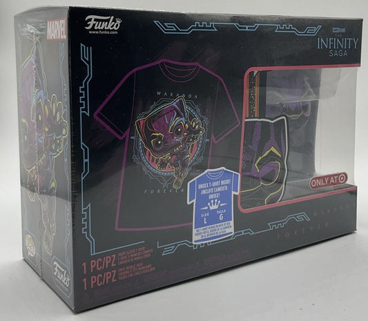 POP! and Tee Marvel Infinity Saga Black Panther Size Large T-Shirt bundle Box