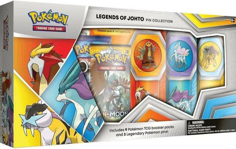Pokemon TCG Legends Of Johto Pin Collection Booster Packs with Collectible Pin Set