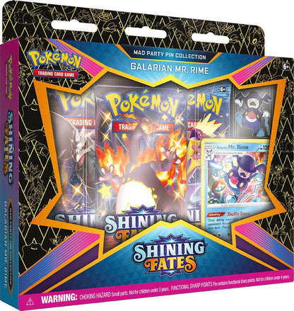 Pokemon TCG Shining Fates Mad Party Pin Collection Galarian Mr Rime Cards Packs Set