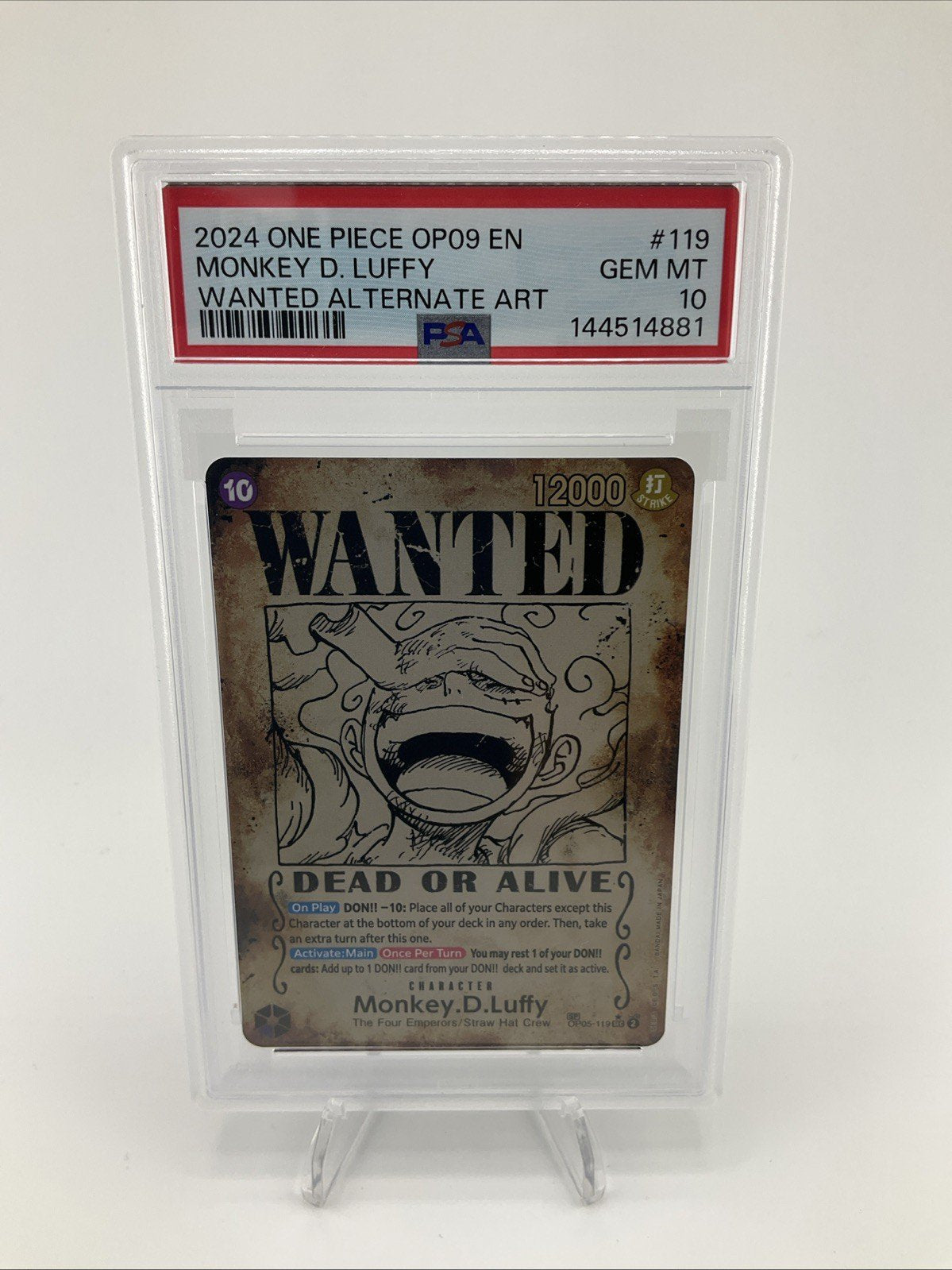 2024 One Piece OP09 EN Wanted Alternate Art #119 Monkey D Luffy PSA 10