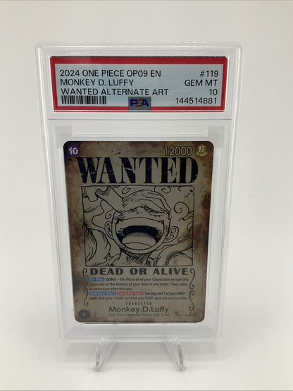 2024 One Piece OP09 EN Wanted Alternate Art #119 Monkey D Luffy PSA 10