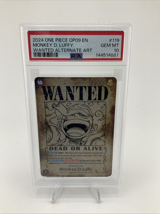 2024 One Piece OP09 EN Wanted Alternate Art #119 Monkey D Luffy PSA 10