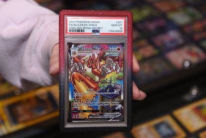 ER Bumper Slab PSA Gradient Red Black Glitter Protective Frame for Graded Trading Card Slabs | Premium Display & Protection Accessory (PPRE-ORDER JUNE)