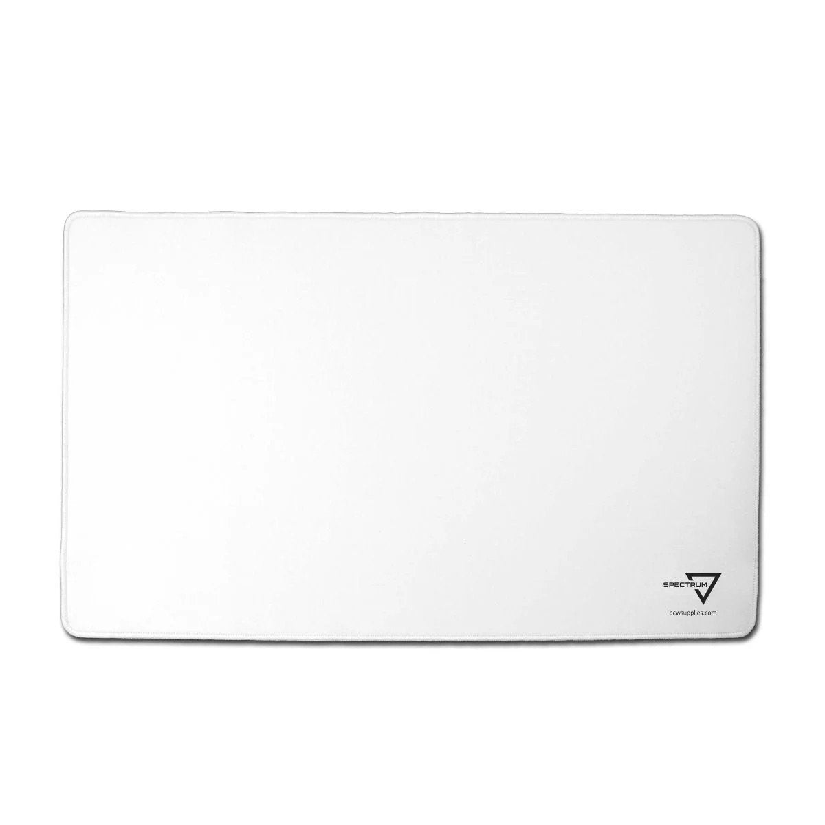 BCW white solid color fabric playmat with stitched edging gaming mat.