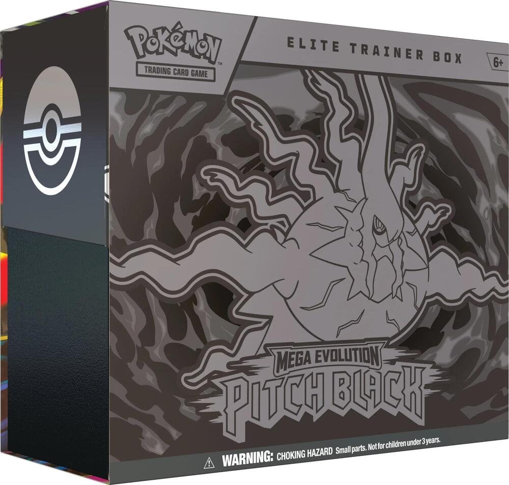 Pokémon TCG: Mega Evolution – Pitch Black Elite Trainer Box (ME05) | 9 Booster Packs, Darkrai ex, Zeraora ex, Card Sleeves, Dice, Energy Cards, Collector’s Box & Code Card (PREORDER - Release Date July 17)