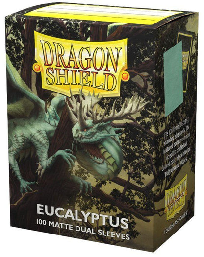 Dragon Shield Dual Matte Sleeves Eucalyptus 100CT – Standard Size Card Sleeves for MTG, Pokémon, Lorcana & Flesh and Blood, Textured Matte Back, Clear Front, Fully Opaque Black Interior, 100 Count