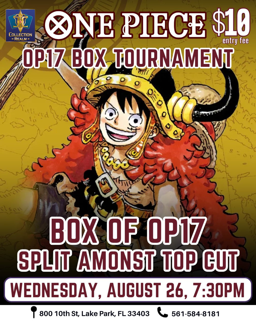 One Piece TCG OP-17 Box Tournament – August 26, 2026 (Wednesday 7:30 PM)