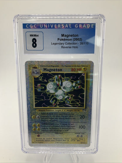 2002 POKEMON LEGENDARY COLLECTION REVERSE HOLO #28 MAGNETON CGC 8