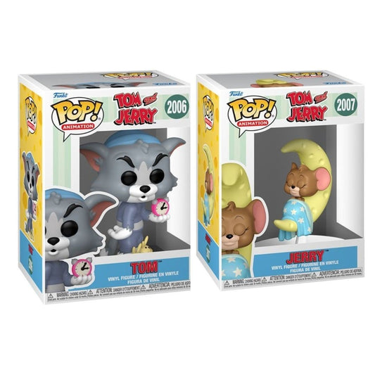 Tom and Jerry Wave 4 Funko Pop! Animation - Set of 2 (Tom with Clock #2006 and Jerry Sleeping #2007) Collectible Vinyl Figures
