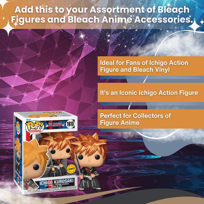 Ichigo Kurosaki (FB Shikai) Funko Pop! Animation Bleach - Rare Metallic Variant Chase Limited Edition Vinyl Figure #1610 with Window Display Box