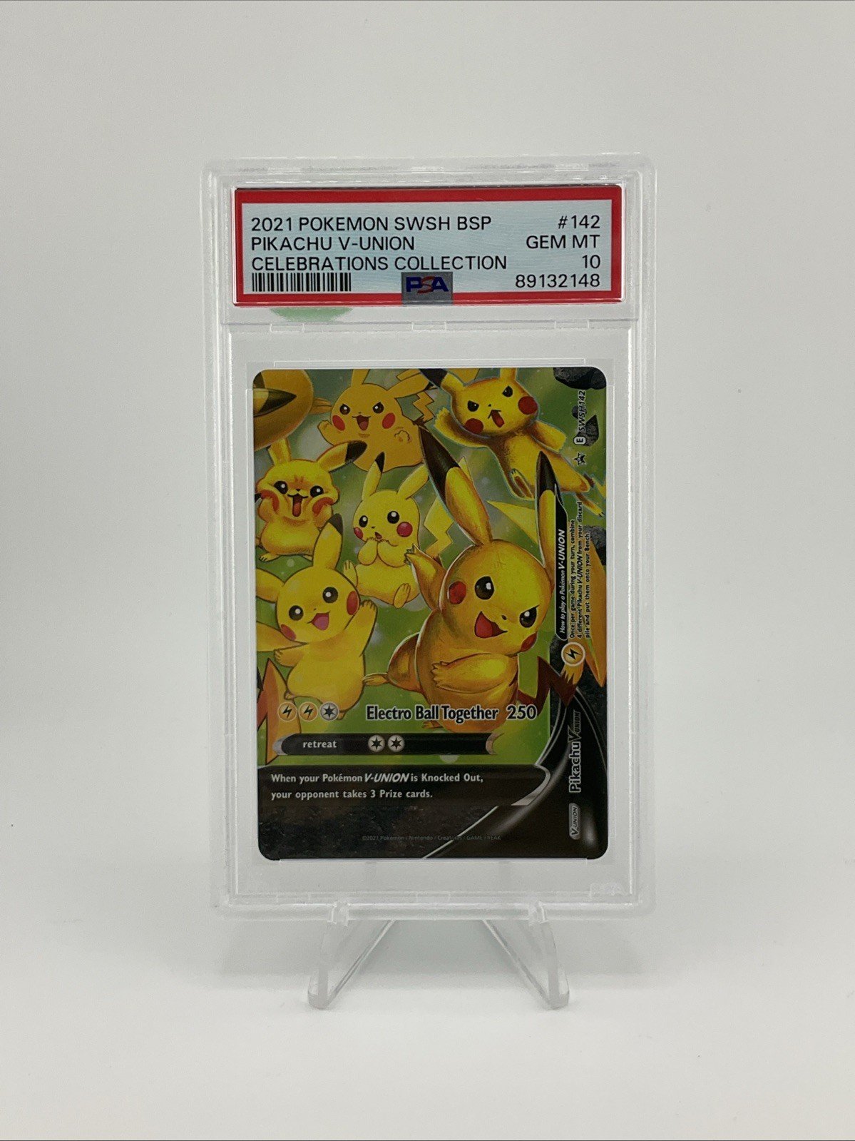 Pokemon TCG Pikachu V Union Celebrations Black Star Promo SWSH142 PSA 10