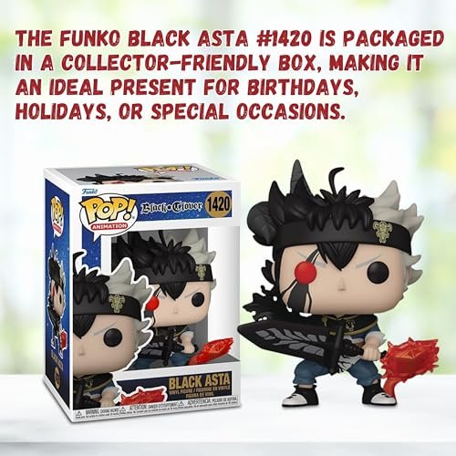 Black Asta Funko Pop! Black Clover - Vinyl Figure #1420 with Display Box Protector Case