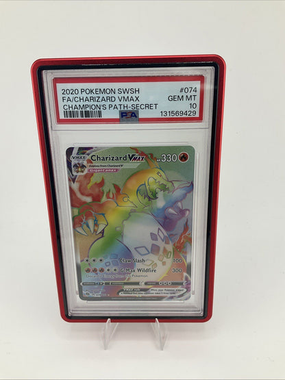 PSA 10 GEM MINT Pokemon Champion Path Secret Rare Rainbow Charizard VMAX 074/073
