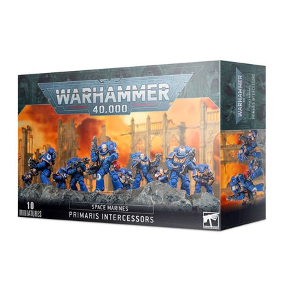 Warhammer 40K Space Marines Primaris Intercessors Squad Miniatures Set – 10 Multi-Part Plastic Figures with Bolt Rifle Options, Mk X Tacticus Armour & Citadel Bases