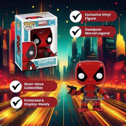 Deadpool Funko Pop! Marvel Universe - Approx.3 3/4" Collectible Vinyl Bobble-Head Figure #20 with Display Box Protector Case