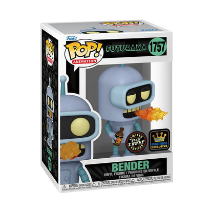 Bender Funko Pop! Animation Futurama - Approx. 4 1/2" Collectible Glow Chase Limited Edition Specialty Series Exclusive Vinyl Figure #1757 with Display Box Protector Case