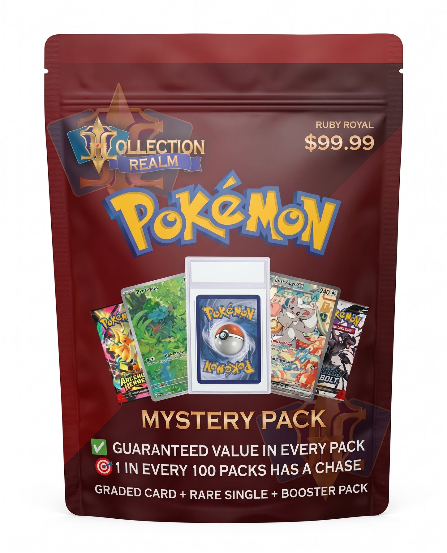 Pokémon TCG Mystery Pack $99.99 – Includes Graded Pokémon Card, Sealed Booster Pack & Bonus Trading Cards – Randomized Collectible Card Game Mystery Bag