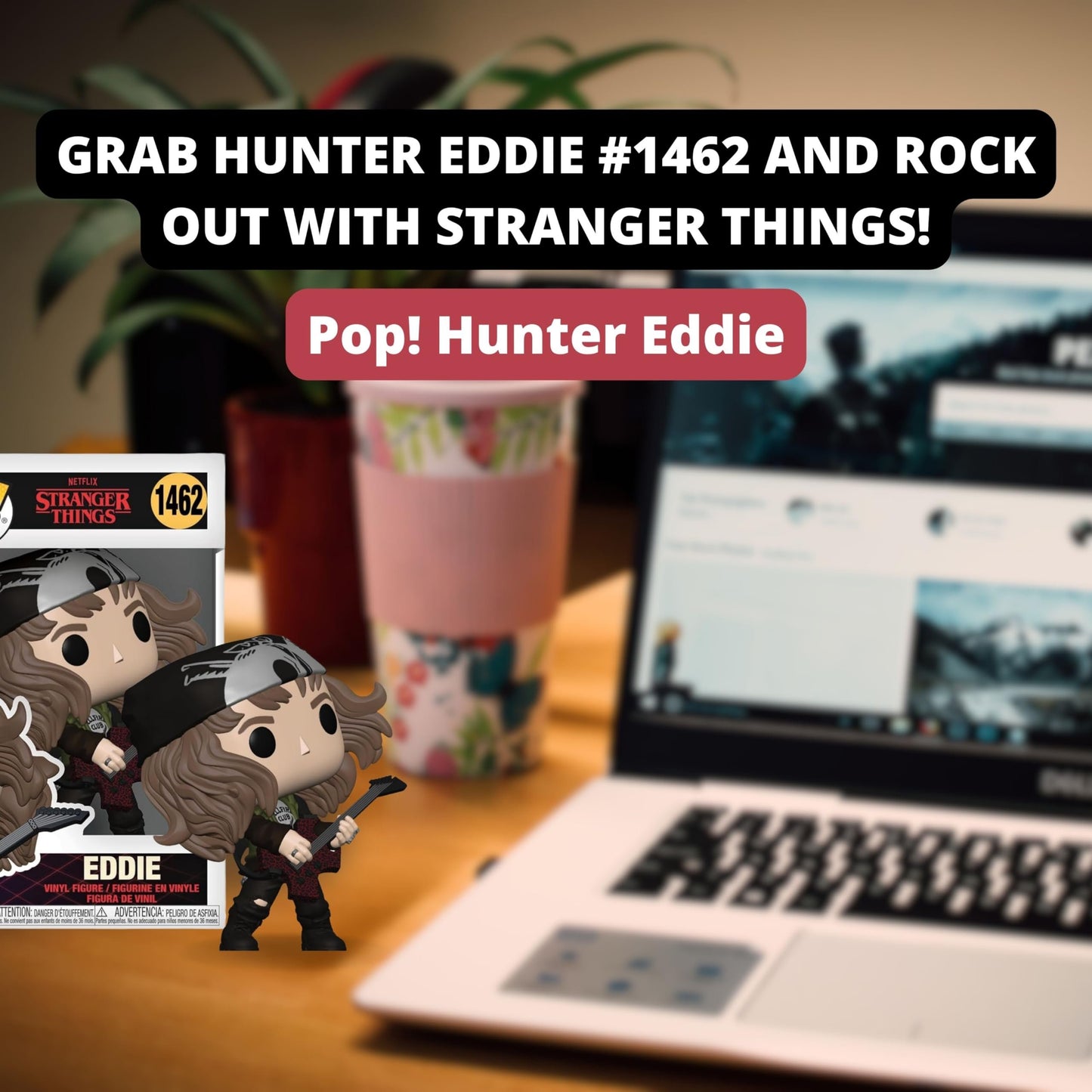 Hunter Eddie Funko Pop! TV: Stranger Things - Vinyl Figure #1462 with Window Display Box