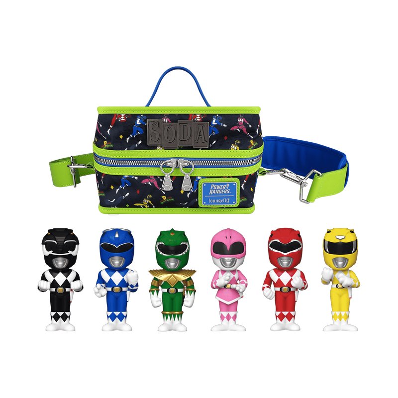 Power Ranger Funko Soda! 6-Piece Set of Approx. 4" Vinyl Figures in Collectible Soda Cans (Chance of 1 Chase Variant) with an 8" Cooler Bag