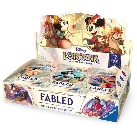 Disney Lorcana booster box from Fabled set sealed with trading card packs