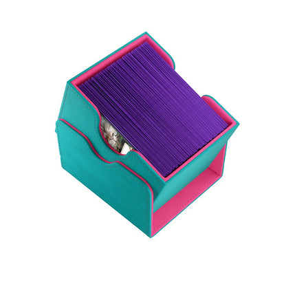 Gamegenic Sidekick 100+ XL Teal/Pink Card Deck Box, Extra Large Convertible Card Holder for 100 Double-Sleeved Cards, Commander Deck Storage, Nexofyber+ & Microfiber Lining