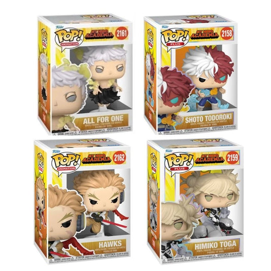 My Hero Academia Wave 15 Funko Pop! Animation - Set of 4 (All For One #2161, Hawks #2162, Shoto Todoroki #2158, and Himiko Toga #2159) Collectible Vinyl Figures - Estimated Arrival: Nov. 2025 (PRE-SALE)