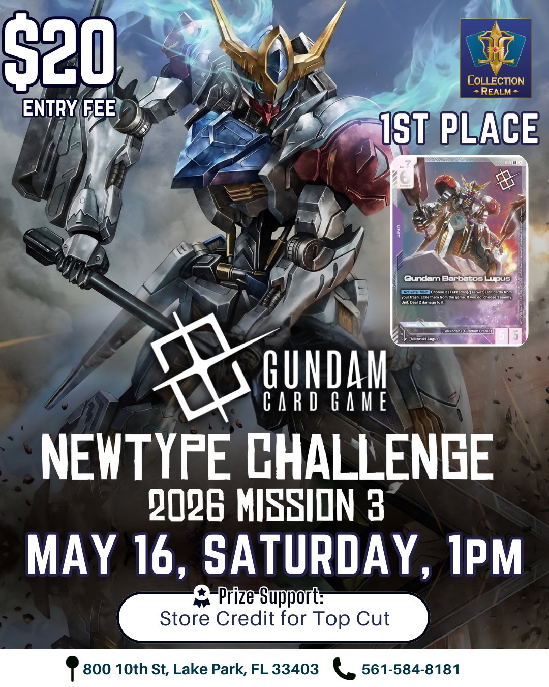 Gundam Card Game Newtype Challenge 2026 Mission 3 – May 16 (Sat) 1PM