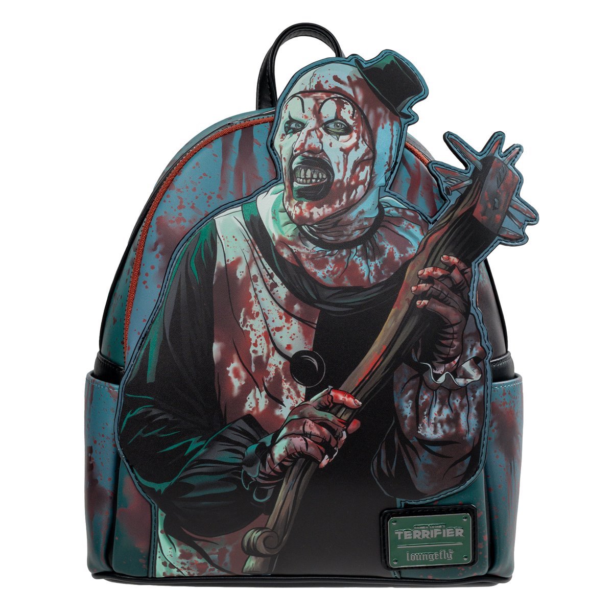 Loungefly Terrifier Art the Clown Glow-in-the-Dark Blood Splatter Mini Backpack - Entertainment Earth Exclusive Faux Leather Horror Collectible Bag with Adjustable Straps, 10 x 9 x 6 Inches