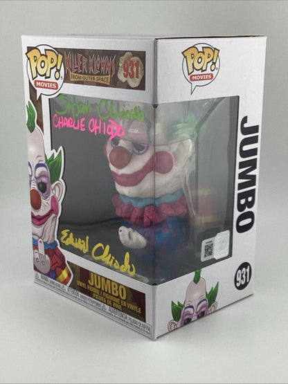 Funko Pop! Vinyl:Killer Klowns Jumbo #931 Signed Charlie,Stephen, Edward Chiodo