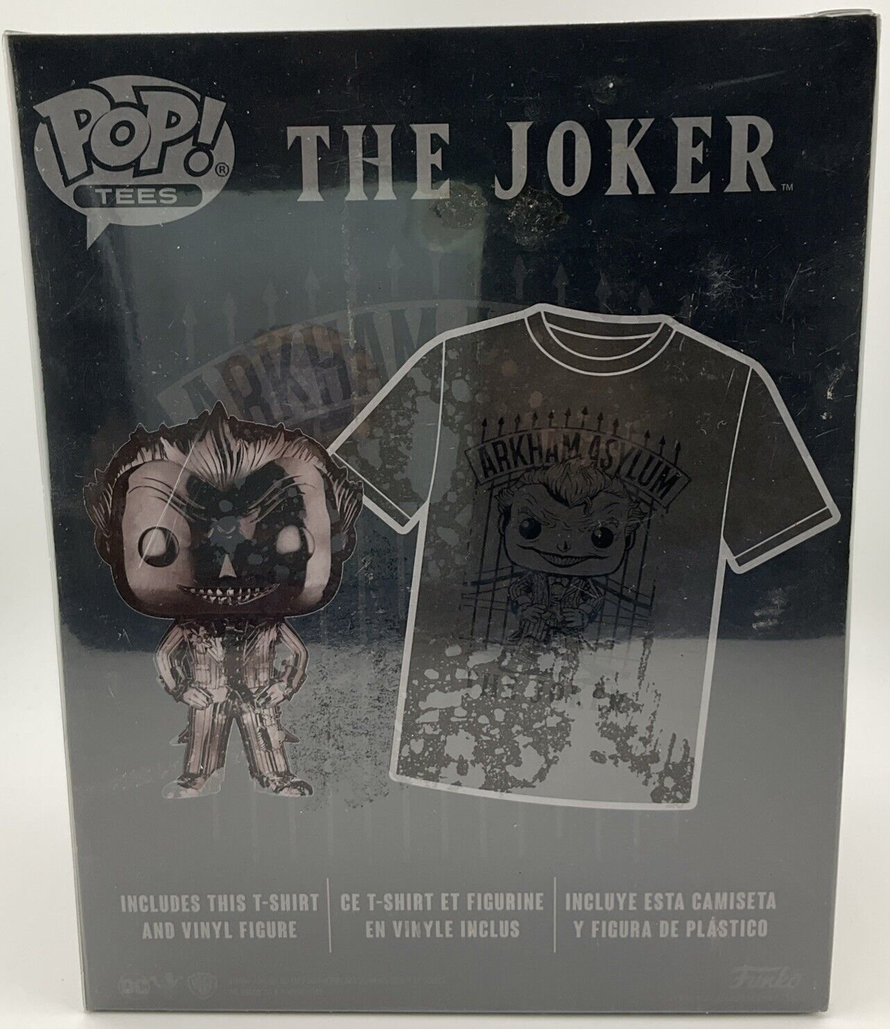 Funko POP! Tees Arkham Asylum The Joker [Black Chrome] Size M 2019 NYCC Sealed