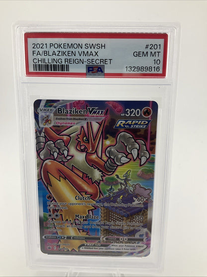 Pokemon Blaziken VMAX (Alternate Art Secret) 201/198: Sword & Shield - PSA 10 GM