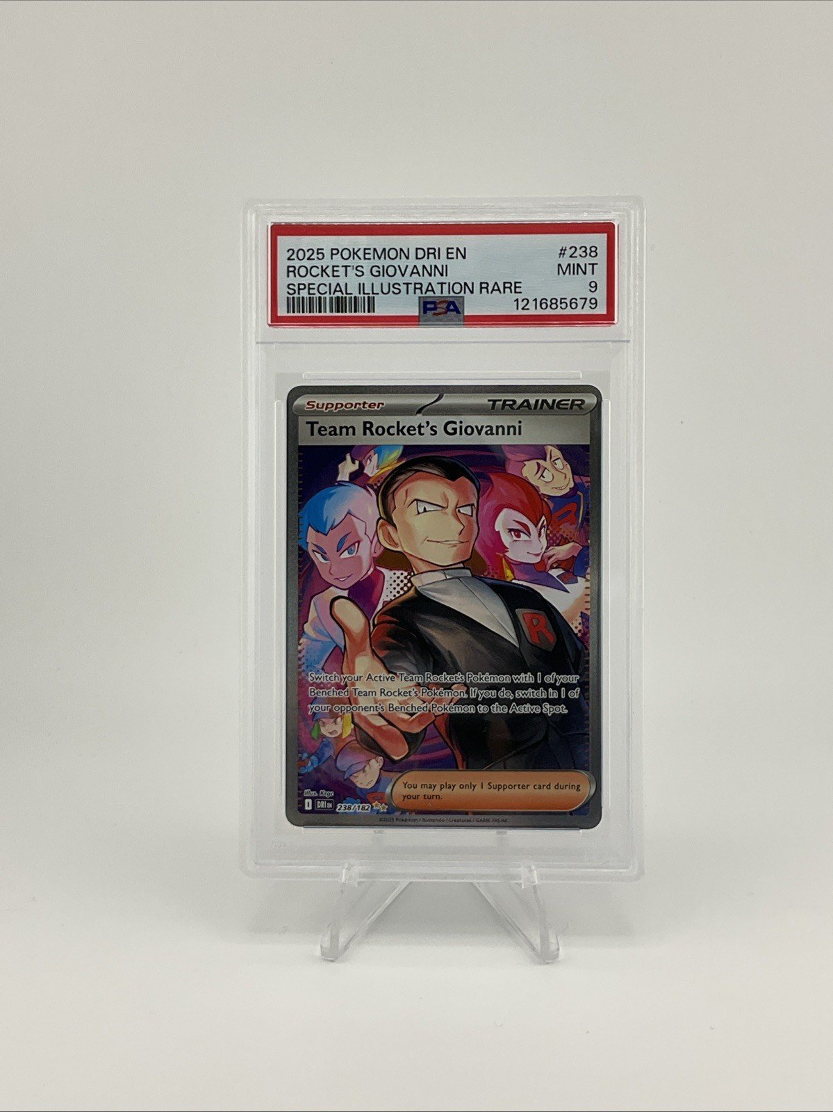 Pokémon TCG Destined Rivals Team Rockets Giovanni Special IR 238/182 PSA 9