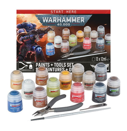 Warhammer 40,000 Paints + Tool Set with Official Citadel Paints, Hobby Tools & Starter Supplies