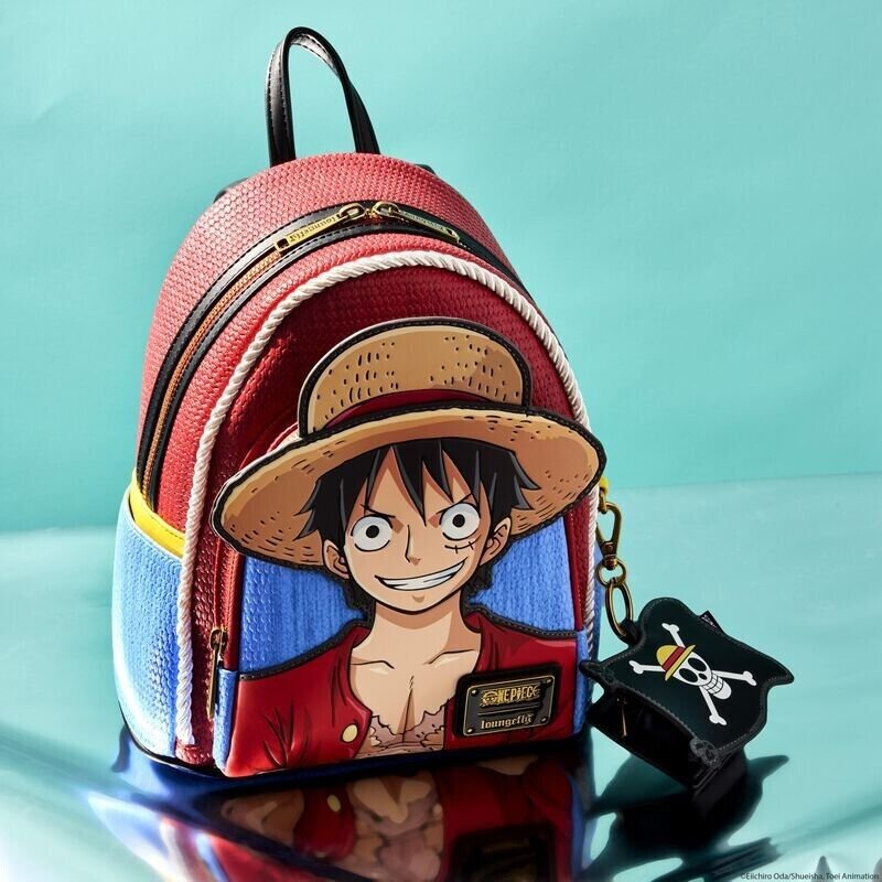 Loungefly One Piece Luffy Cosplay Faux Vegan Leather Mini Backpack with Coin Bag (9x10.5x4.5") - NYCC Limited Edition 500 - Pack of 1