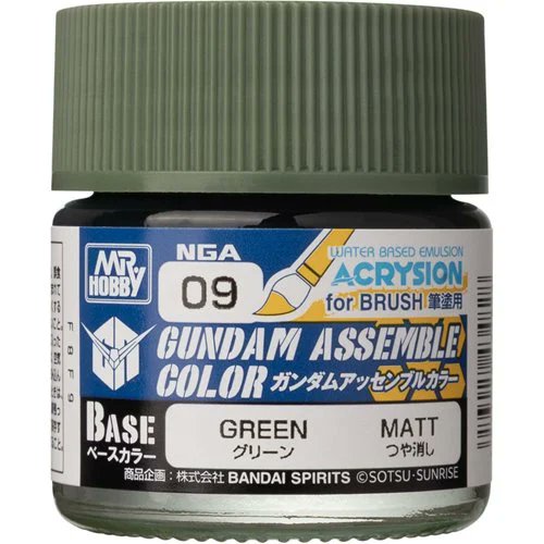 Gundam Assemble Color NGA09 Green Paint for Gundam Model Kits by Mr. Hobby - Acrylic Paint for Gunpla, Armor, Detailing, Perfect Grade & HG Gundams (PRE-ORDER NOVEMBER)