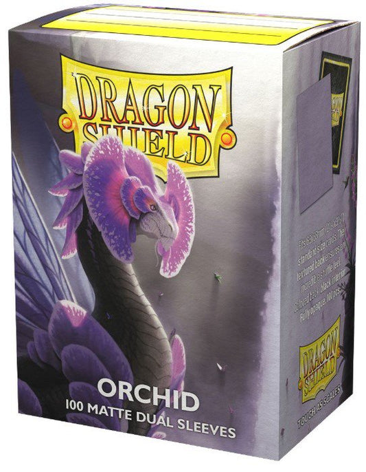 Dragon Shield Dual Matte Sleeves Orchid 100 Count, Standard Size Card Sleeves with Textured Matte Back, Black Interior, Clear Front, Protective Sleeves for MTG, Pokémon, Lorcana & TCG Cards (PRE-ORDER)
