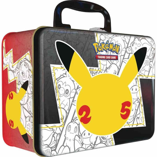 Pokémon TCG: 25th Anniversary Celebrations Collector’s Chest – Promo Cards & Booster Packs in Tin Lunch Box