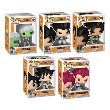 Dragon Ball Super: Broly Funko Pop! Animation - Pack of 5 ( Goku (Kid) #1860, Super Saiyan God Vegeta #1862, Gogeta #1863, Cheelai #1864, and Broly #1861) Collectible Vinyl Figures (PRE-SALE)