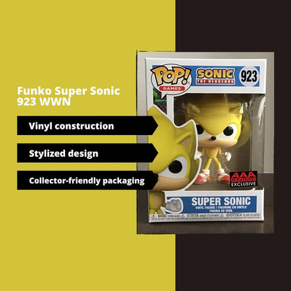 Super Sonic Funko Pop! Games Sonic the Hedgehog - AAA Anime Exclusive Vinyl Figure #923 with Display Box Protector Case