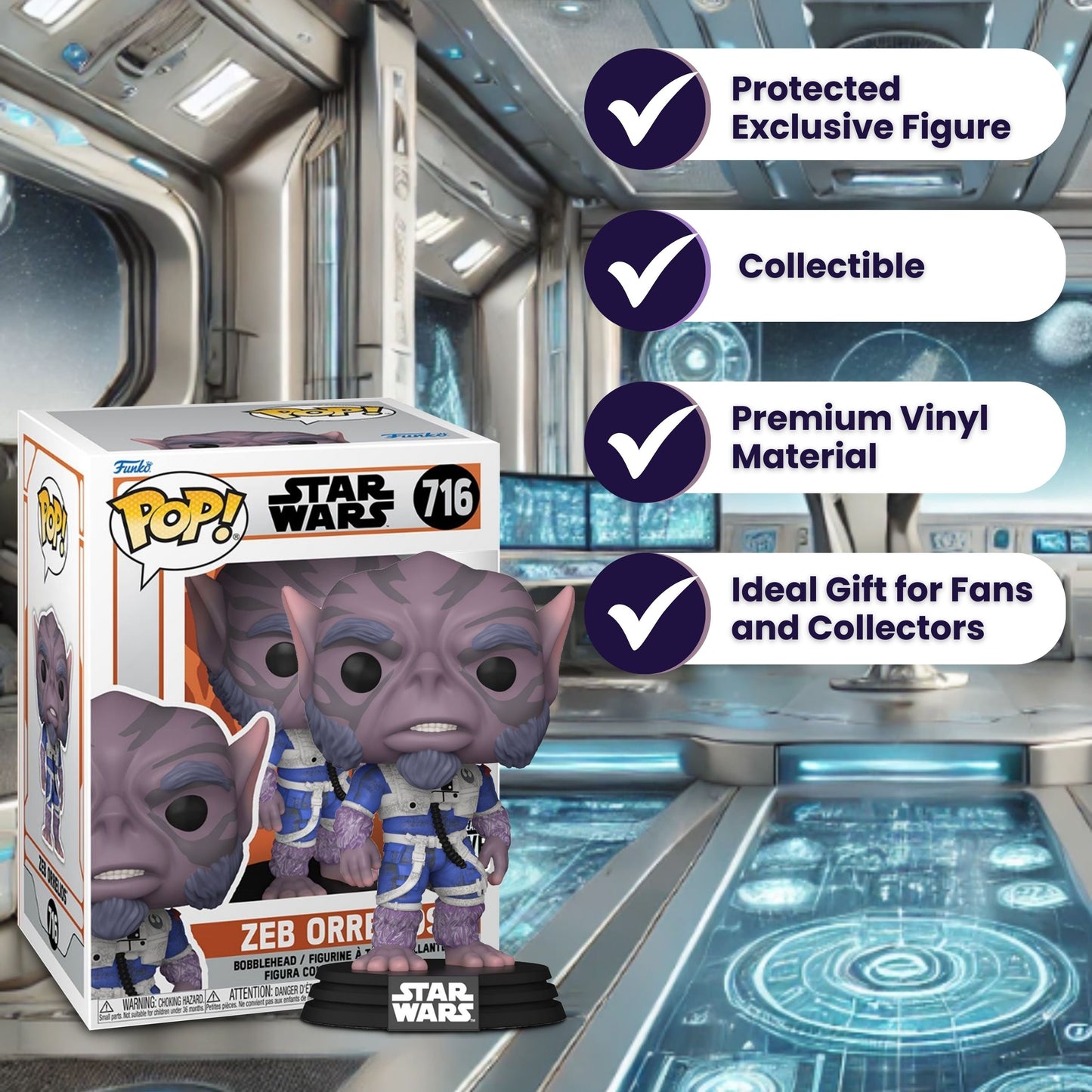 Zeb Orrelios Funko Pop! Star Wars - Entertainment Earth Exclusive Limited Edition Vinyl Figure #716 with Display Box Protector Case