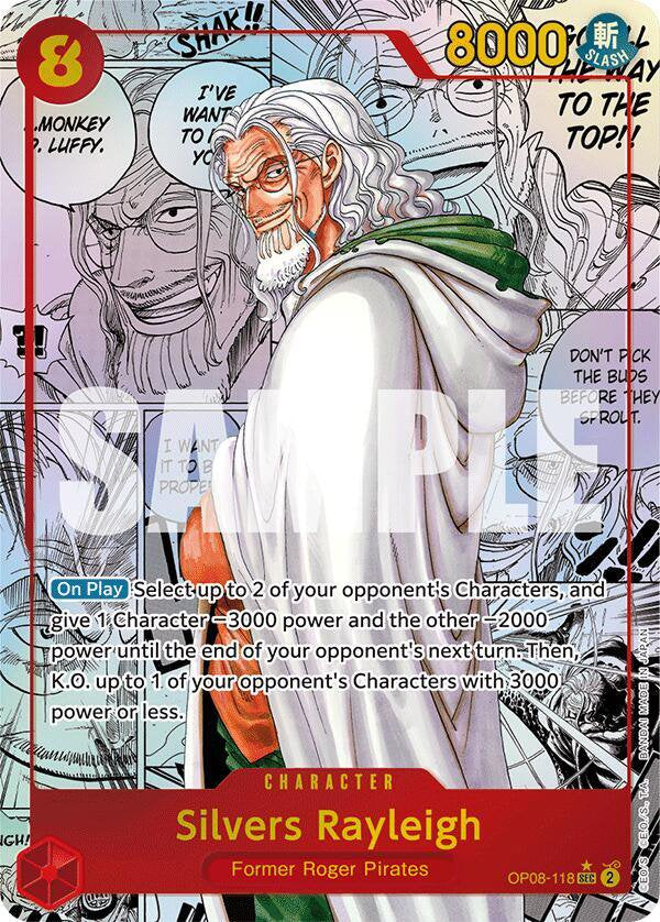 One Piece CCG Silvers Rayleigh Alternate Art Manga OP08-118 PSA 10
