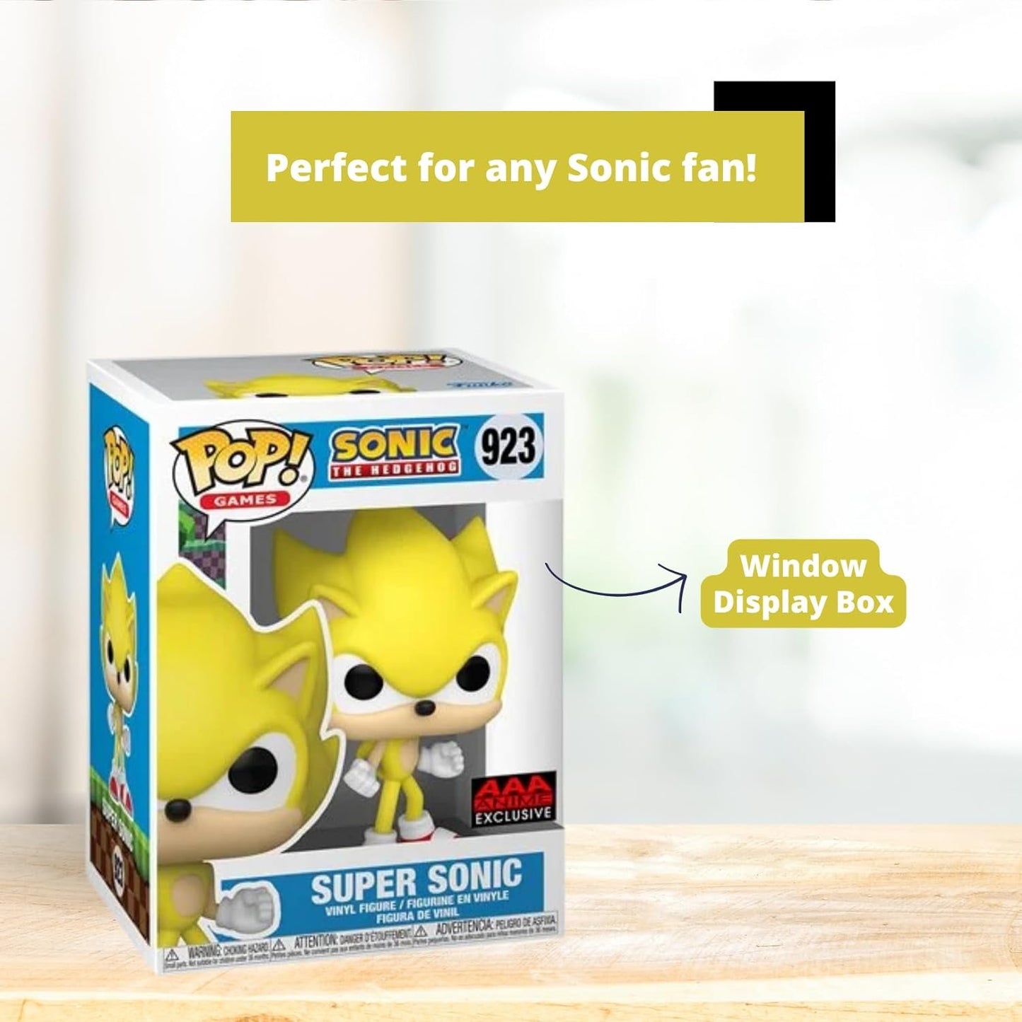 Super Sonic Funko Pop! Games Sonic the Hedgehog - AAA Anime Exclusive Vinyl Figure #923 with Display Box Protector Case