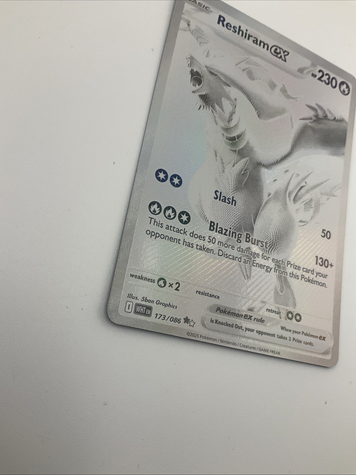 Pokémon TCG Reshiram EX White Flare English Holo Card 173/086 Ultra Rare