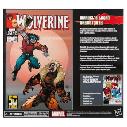 Wolverine 50th Marvel Legends Series - Logan Vs Sabretooth 6-Inch Action Figure 2-Pack - Detailed and Fully Articulated Collectible Figures