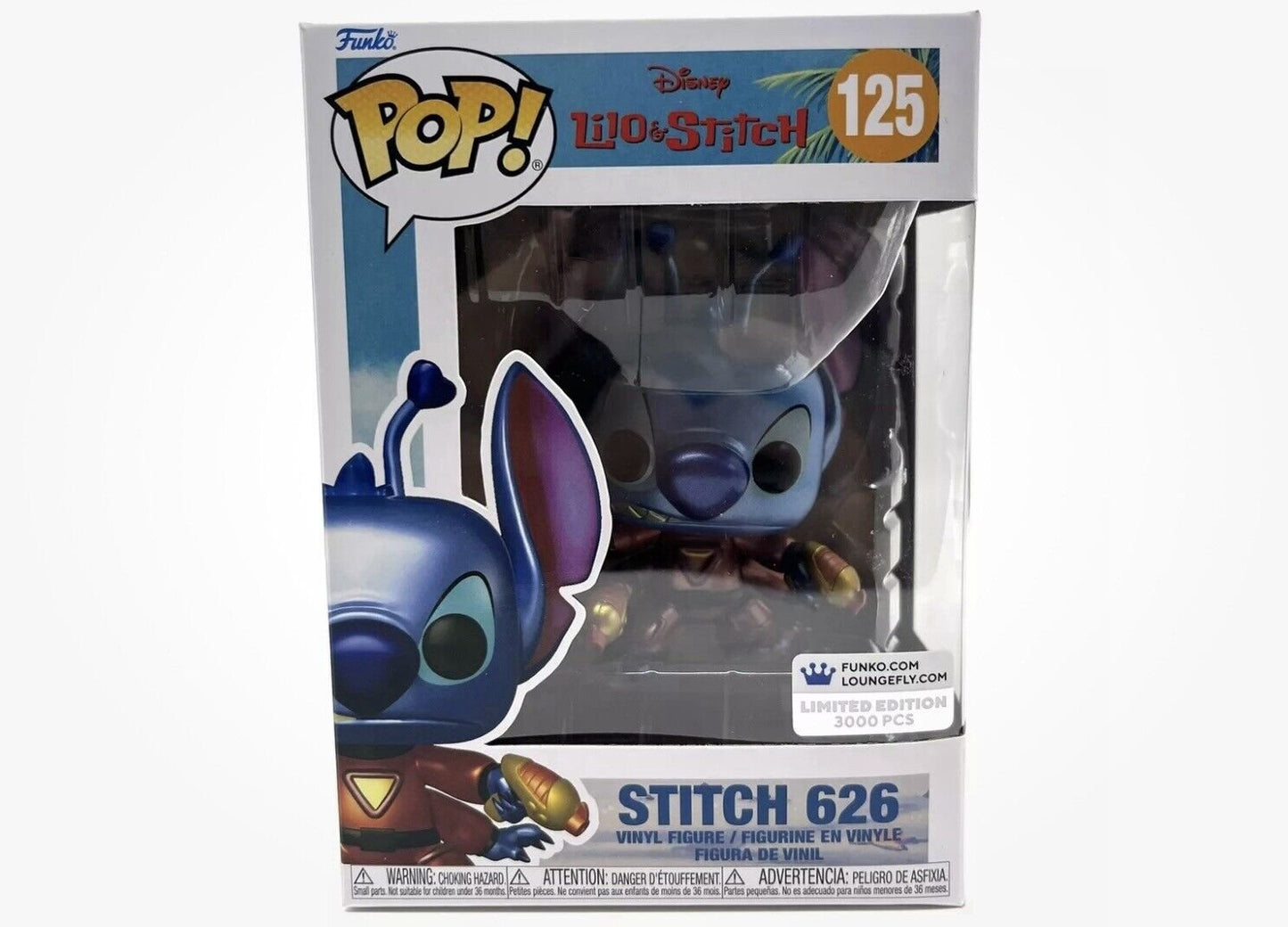 Funko Pop! Stitch 626 Metallic #125 LE 3000 & Loungefly Light Up Mini Backpack