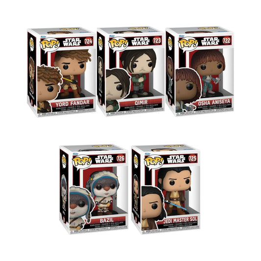 Acolyte Funko Pop! Star Wars - Collectible Vinyl Figure Set of 5 ( Bazil #726, Jedi Master Sol #725, Yond Fandar #724, Qimir #723, and OSHA Aniseya #722)  with Display Box Protector Case