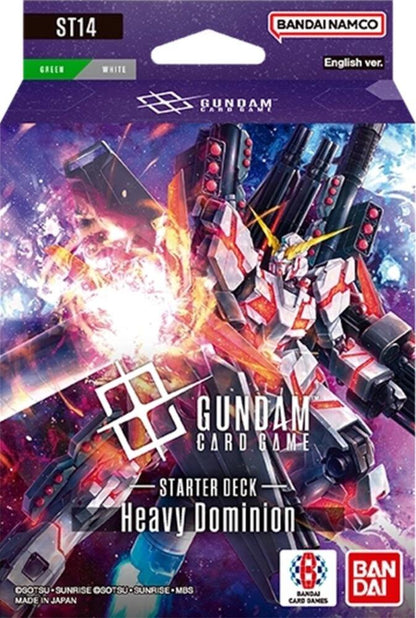 Gundam Card Game ST-14 Heavy Dominion Starter Deck – Green & White 50-Card Ready-to-Play Deck with Resource Cards, Tokens, Bonus Pack & Rule/Playsheet (PREORDER - Release Date September 25, 2026)